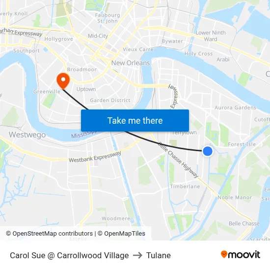 Carol Sue @ Carrollwood Village to Tulane map