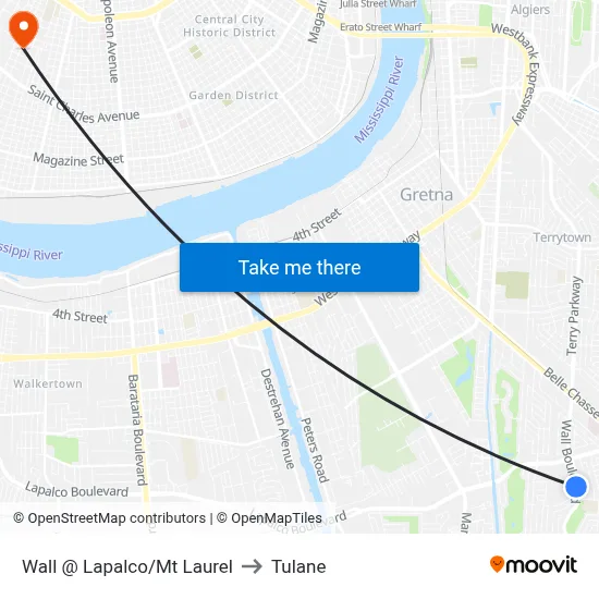 Wall @ Lapalco/Mt Laurel to Tulane map