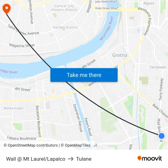 Wall @ Mt Laurel/Lapalco to Tulane map