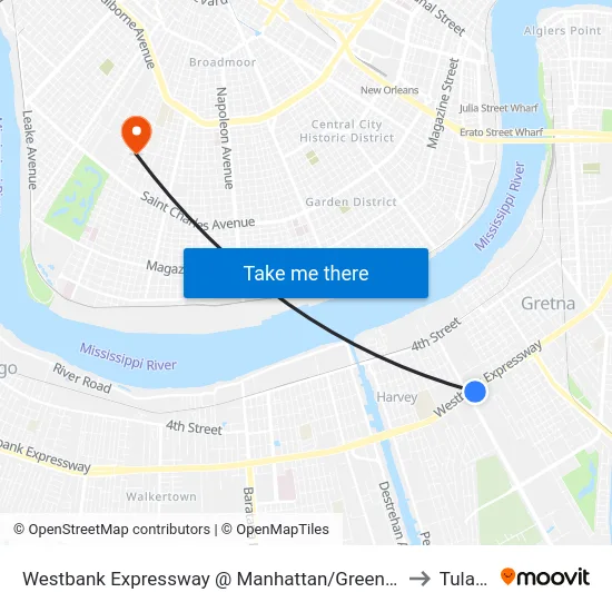 Westbank Expressway @ Manhattan/Green Leaf to Tulane map