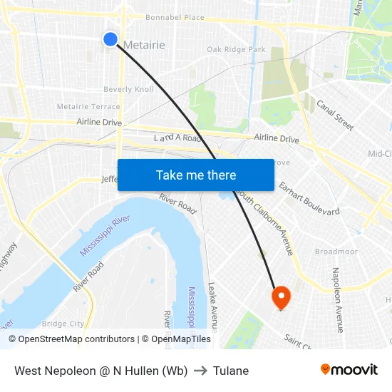 West Nepoleon @ N Hullen (Wb) to Tulane map