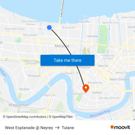 West Esplanade @ Neyrey to Tulane map