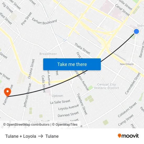 Tulane + Loyola to Tulane map