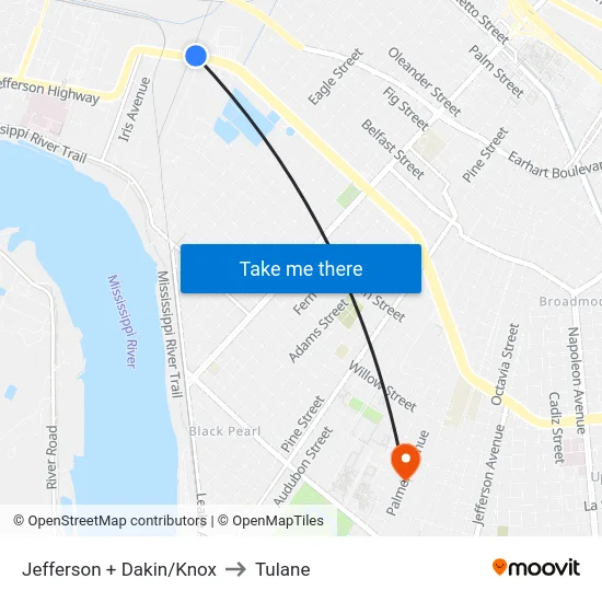 Jefferson + Dakin/Knox to Tulane map