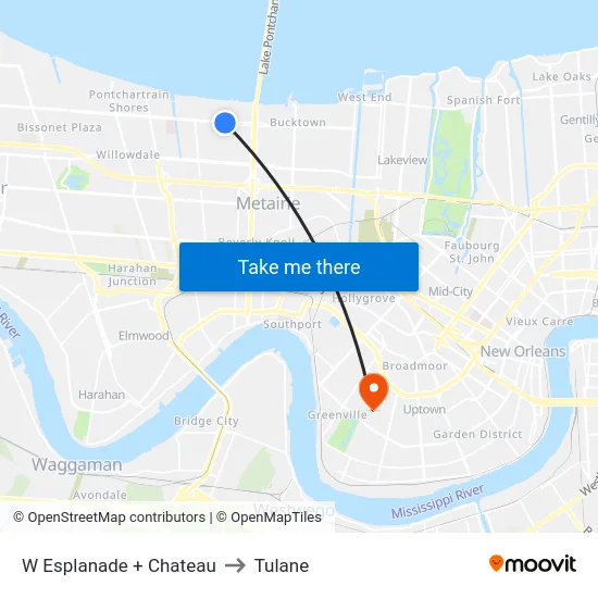 W Esplanade + Chateau to Tulane map