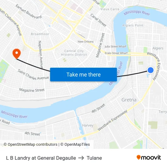 L B Landry at General Degaulle to Tulane map