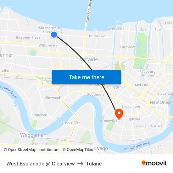 West Esplanade @ Clearview to Tulane map