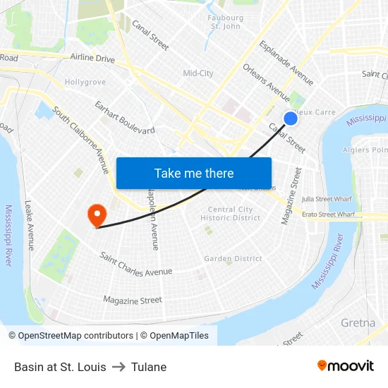 Basin at St. Louis to Tulane map