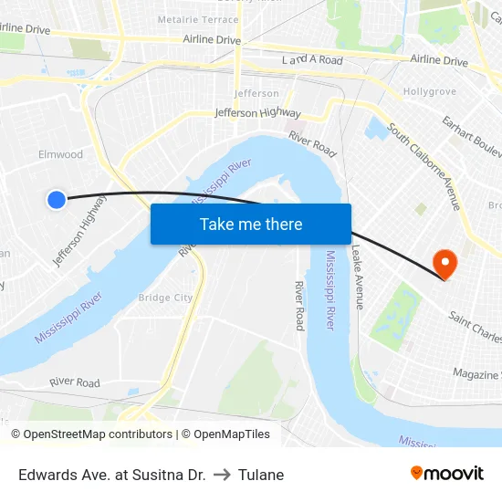 Edwards Ave. at Susitna Dr. to Tulane map