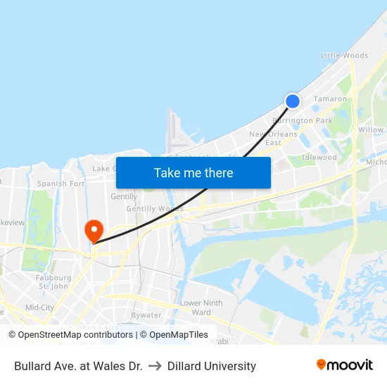 Bullard Ave. at Wales Dr. to Dillard University map