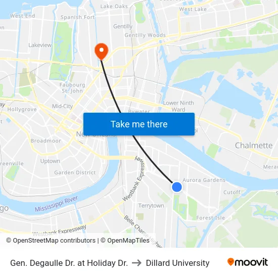 Gen. Degaulle Dr. at Holiday Dr. to Dillard University map
