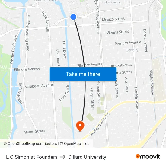 L C Simon at Founders to Dillard University map