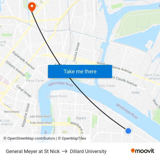 General Meyer at St Nick to Dillard University map