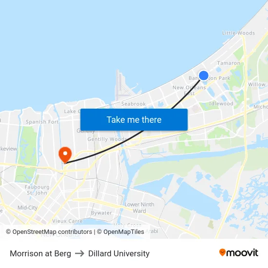 Morrison at Berg to Dillard University map