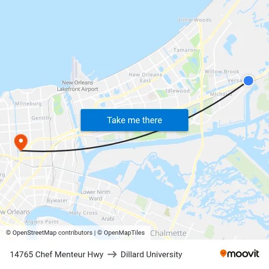 14765 Chef Menteur Hwy to Dillard University map