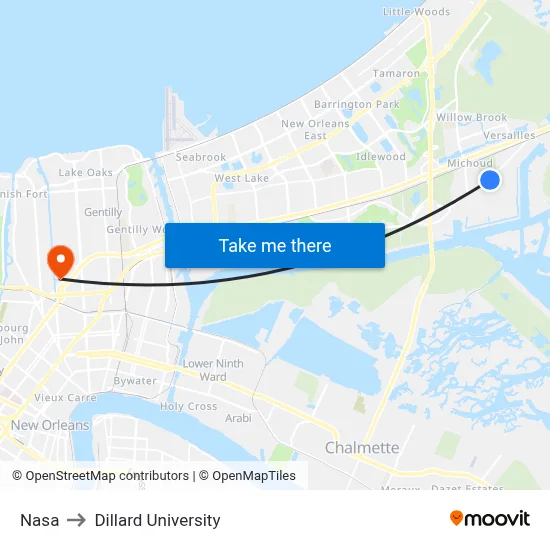 Nasa to Dillard University map
