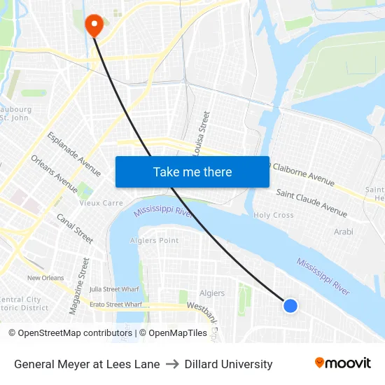 General Meyer at Lees Lane to Dillard University map