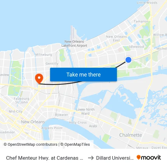 Chef Menteur Hwy. at Cardenas Dr. to Dillard University map
