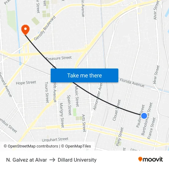 N. Galvez at Alvar to Dillard University map