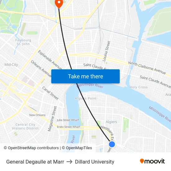 General Degaulle at Marr to Dillard University map