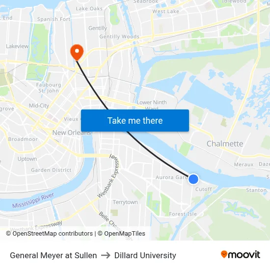 General Meyer at Sullen to Dillard University map