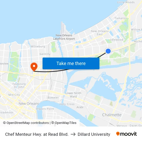 Chef Menteur Hwy. at Read Blvd. to Dillard University map