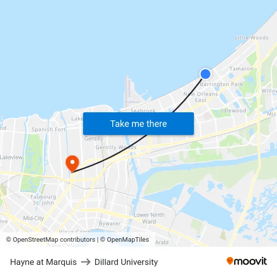 Hayne at Marquis to Dillard University map
