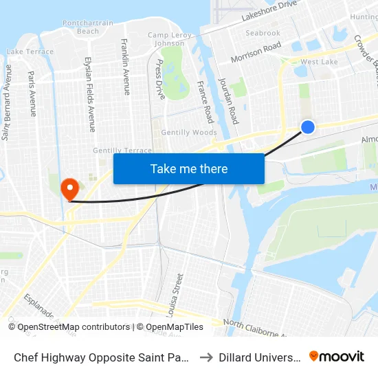 Chef Highway Opposite Saint Paul's to Dillard University map