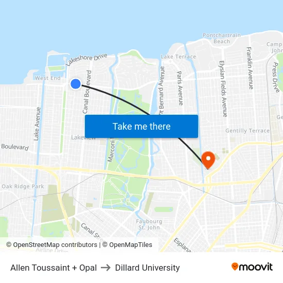 Allen Toussaint + Opal to Dillard University map