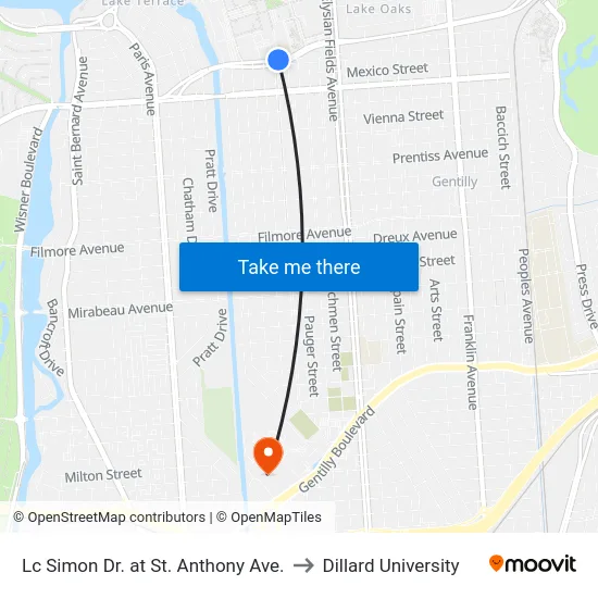 Lc Simon Dr. at St. Anthony Ave. to Dillard University map