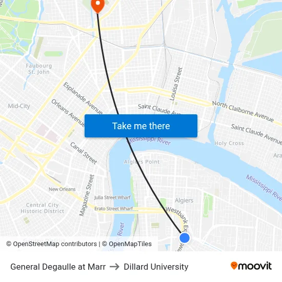 General Degaulle at Marr to Dillard University map