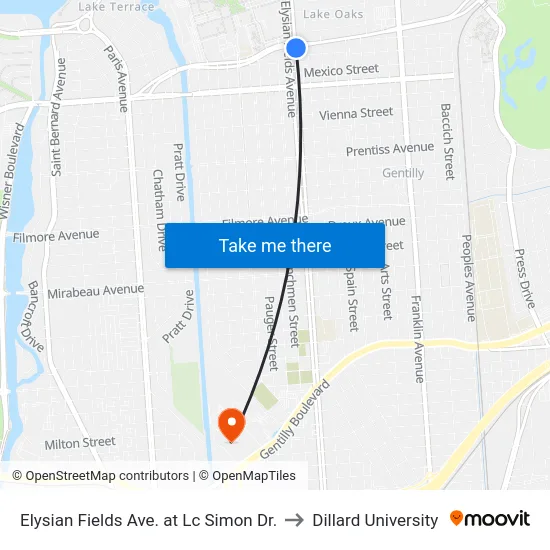 Elysian Fields Ave. at Lc Simon Dr. to Dillard University map
