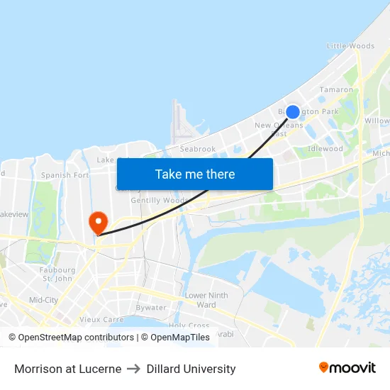 Morrison at Lucerne to Dillard University map