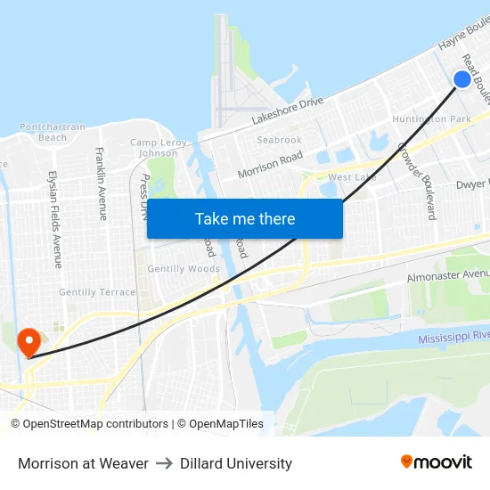 Morrison at Weaver to Dillard University map