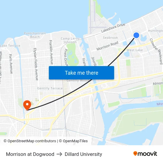 Morrison at Dogwood to Dillard University map