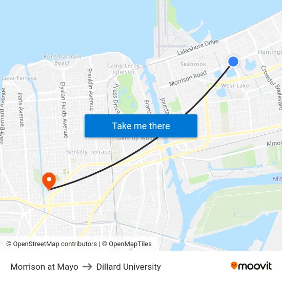 Morrison at Mayo to Dillard University map