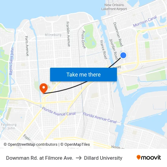 Downman Rd. at Filmore Ave. to Dillard University map