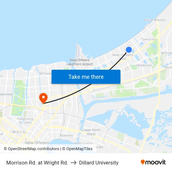 Morrison Rd. at Wright Rd. to Dillard University map
