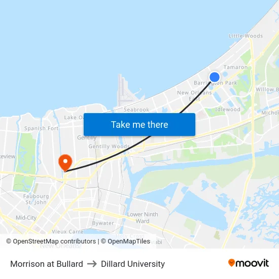 Morrison at Bullard to Dillard University map