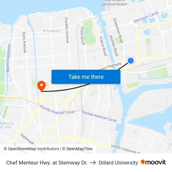 Chef Menteur Hwy. at Stemway Dr. to Dillard University map