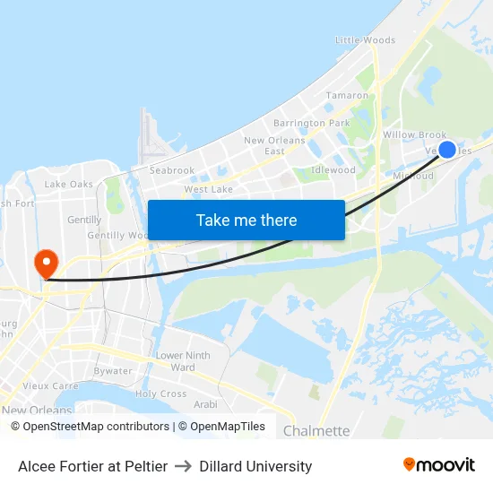 Alcee Fortier at Peltier to Dillard University map
