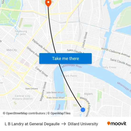L B Landry at General Degaulle to Dillard University map