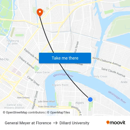 General Meyer at Florence to Dillard University map