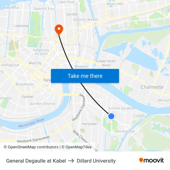 General Degaulle at Kabel to Dillard University map