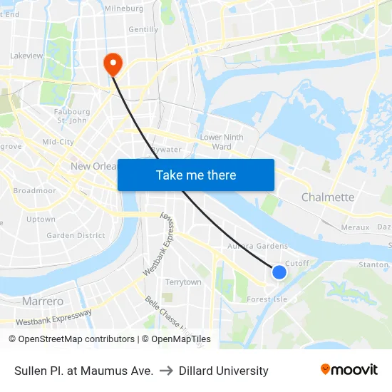 Sullen Pl. at Maumus Ave. to Dillard University map