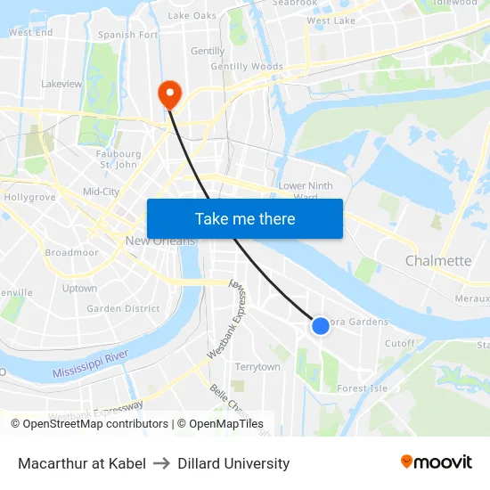 Macarthur at Kabel to Dillard University map