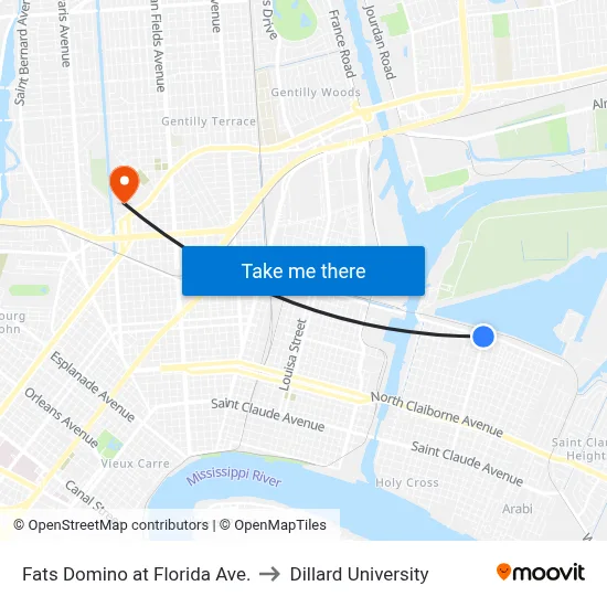 Fats Domino at Florida Ave. to Dillard University map