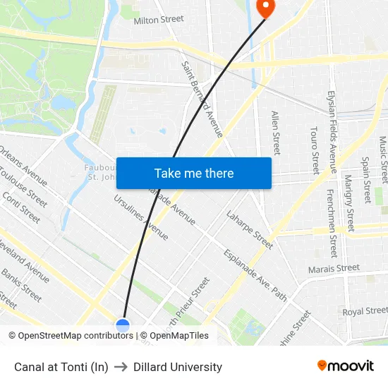 Canal at Tonti (In) to Dillard University map