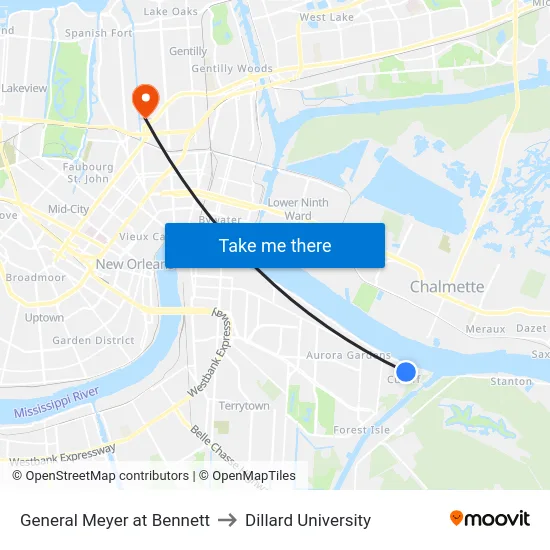 General Meyer at Bennett to Dillard University map