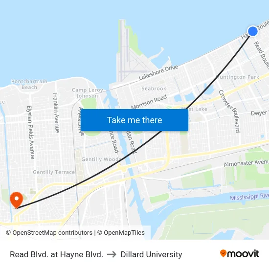 Read Blvd. at Hayne Blvd. to Dillard University map